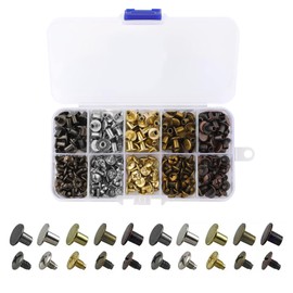 150 Sets Chicago Screws Binding Screws, 8 mm Book Screws Set, Screw Rivets for Leather, Flat Head Screws Rivets Buttons, Chicago Binding Screws for DIY Leather Decoration, Belts, Books