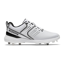 SQAIRZ Velo Baseball Metal Cleat, Baseball Cleats Metal, Mens Baseball Cleats, Men's Baseball & Softball Shoes, White, M11/W12.5