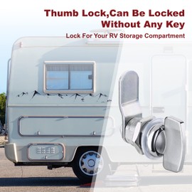 Naissian 7/8 Inch Thumb Lock,RV Compartment Latch,Shower Door Lock Latch Keyless Thumb Twist for RV Camper Storage,Chrome Finished, Pack of 1