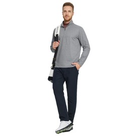 Rouen Mens Quarter Zip Pullover Performance Heather Casual Golf Long Sleeve Half Zip Pullover Sweatshirts for Men