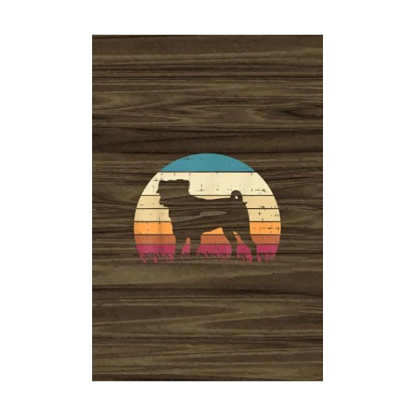  Pug Silhouette Sunset Retro Animal Pet Dog Lover Owner