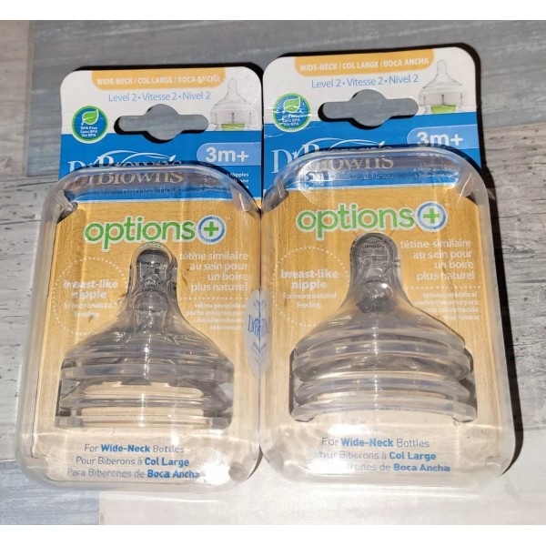 Dr. Brown's Options+ Wide-Neck Baby Bottle Nipple - Level 2