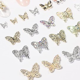 22 Pcs 3D Butterfly Nail Charms Crystals Diamonds Rhinestones, Crystals Diamonds Large Rhinestones Bow for Nail Art Beauty Design Decoration Craft Jewelry DIY
