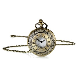 Vintage Pocket Watch Men's Vintage Roman Numerals Scale Quartz Pocket Watch, Retro Chain Watch with Chain, Classic Men's Pocket Watch, Analogue Quartz Pocket Watch, Modern Pocket Watch, gray, Vintage