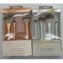 EcoTools 2PC Ecotools Cheek + Eye Highlight & Face Blend + Sculpt Brush SET ~ READ