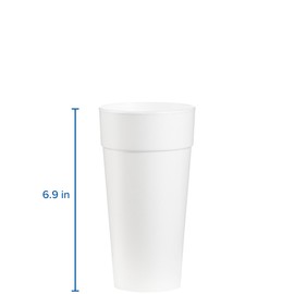DART 24J16 Drink Foam Cups, Hot/Cold, 24oz, White, 25 Per Bag (Case of 20 Bags) (DCC24J16)