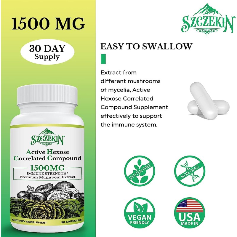 Active Hexose Correlated Compound 1500 mg Supplement, Natural 8 Mushroom