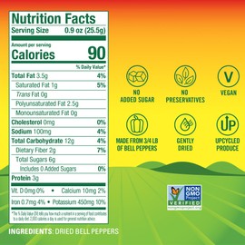 BranchOut Bell Pepper Crisps, Delicious Dried Ramen Toppings & Salad Toppers, Gluten Free, GentleDry Locks in Nutrition, Better than Freeze Dried Food, 0.9 oz Snack Size (Pack of 8)