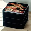 J-kitchens Lacquerware Heavy Box, 3 Tiers, 6 Inches, Black Pine/Plum,