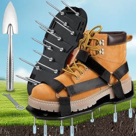 Lawn Aerator Shoes, Upgrade 2.4" Heavy Duty Spike Aeration Shoes Lawn with Adjustable Hook&Loop Straps, Easy Installation One-Size-Fits-All Grass Aerators for Lawns Yard Soil Patio (Emerald Green)