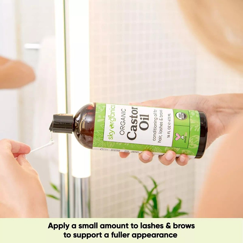 Sky Organics Aceite Castor Prensado Frio Kate Blanc 473ml Pestañas