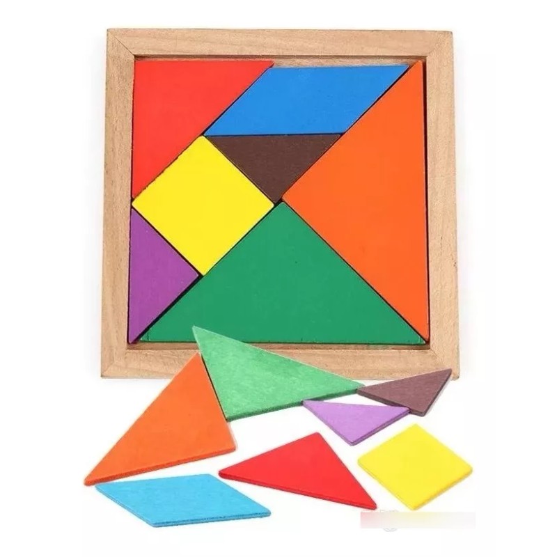 Tangram 10 Tangramas De Madera Juego Material Didáctico Rompecabezas