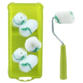 Hordion 2 Inch Paint Roller Kit, Microfiber Roller Covers with Tray - Mini Roller Frame, Microfiber Roller Covers for Smaller DIY Stenciling Projects, Green