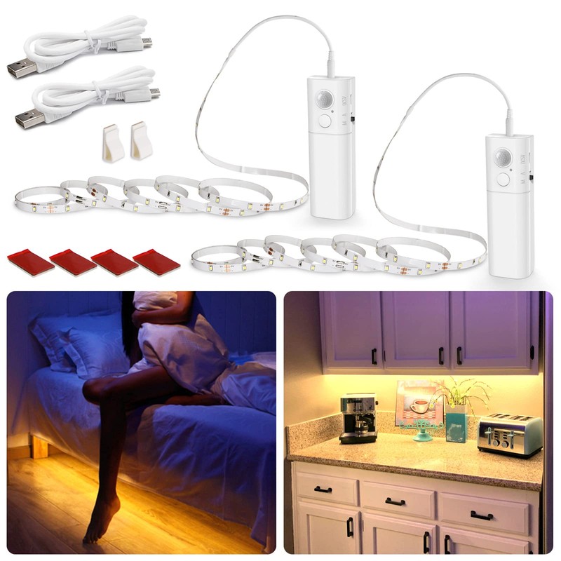 WOBANE Rechargeable Motion Sensor Strip Light, LED Closet Lights,Upgraded Battery