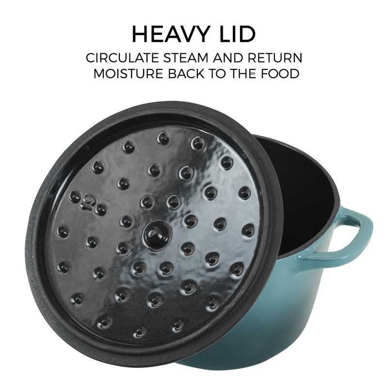 Flavehc Dutch Oven Pot with Lid 1.8 qt Cast Iron