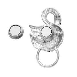 NOUMANDA Crystal White Swan Magnetic Eyeglass Pin Brooch Glasses Spec Spectacles Sunglasses Clip Holder
