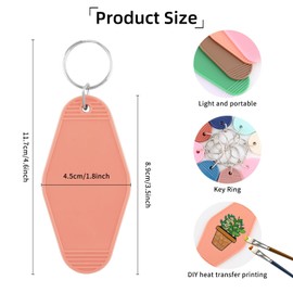 ktxaby 40Pcs Blank Hotel Keychain with Key Rings,Double-Sided Heat Transfer Keychains,Morandi Plastic Rhombus Keychain for DIY Sublimation Luggage Tag Label Craft(20 Colors)