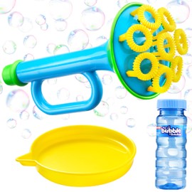 SYNCFUN Bubble Blower with 4 oz Solution and Tray, Bubble Maker Blower for Kids 3-8, Party Favors, Summer Toy, Outdoors, Easter, Birthday Gift