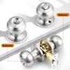 Probrico Brushed Nickel Bed/Bath Door Knobs, Satin Ball Door Knob,
