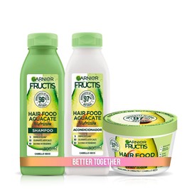 Kit Garnier Fructis Hair Food Aguacate Rutina Completa Nutrición para cabello seco: Shampoo, acondicionador y mascarilla, 3 piezas