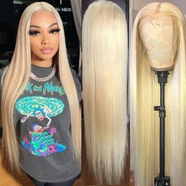 ORIGEN 613 Blonde 13x6 Lace Front Human Hair Wig Pre Plucked Straight HD Frontal Glueless Wigs with Baby Hair for Black Women 180% Density 28 Inch