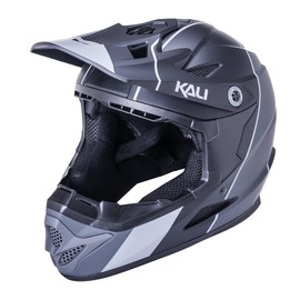 Kali Protectives Zoka Full-Face Helmet- Kids' Stripe Matte Black/Grey, L