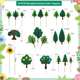 DIFLAX 26 Stück Grüne Bäume Waldland Kuchenaufsatz, Cupcake-Aufsatz zum Geburtstag-Kuchenaufsatz, Camping-Kuchenaufsatz für Dschungel Party, Kuchendeko Geburtstag, Kuchen Deko Dschungel