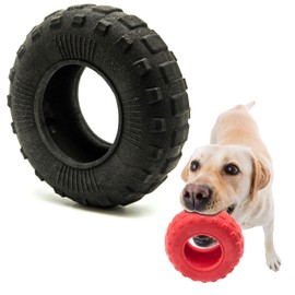 1 X 6" Rubber Dog Chew Toys TIRE | TPR Tough Dog Toys Large Dog Medium | TYRE WHEEL | Interactive Dog toys for Boredom | Floating Dog Toys | Puppy Teething Toys (Black, TPR Foam - 6")