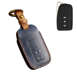 SANRILY Handmade for Lexus Key Fob Cover is RX ES GS LS NX RS GX LX RC LC Keyless Full Protector Leather Smart Key Case with Keychain Blue