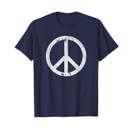 Vintage Peace Sign White Distressed T-shirt T-Shirt