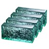 4 Pack-7.9"x3.9"x2" Green Glass Block-ice Crystal Patterned Rectangular Solid Glass