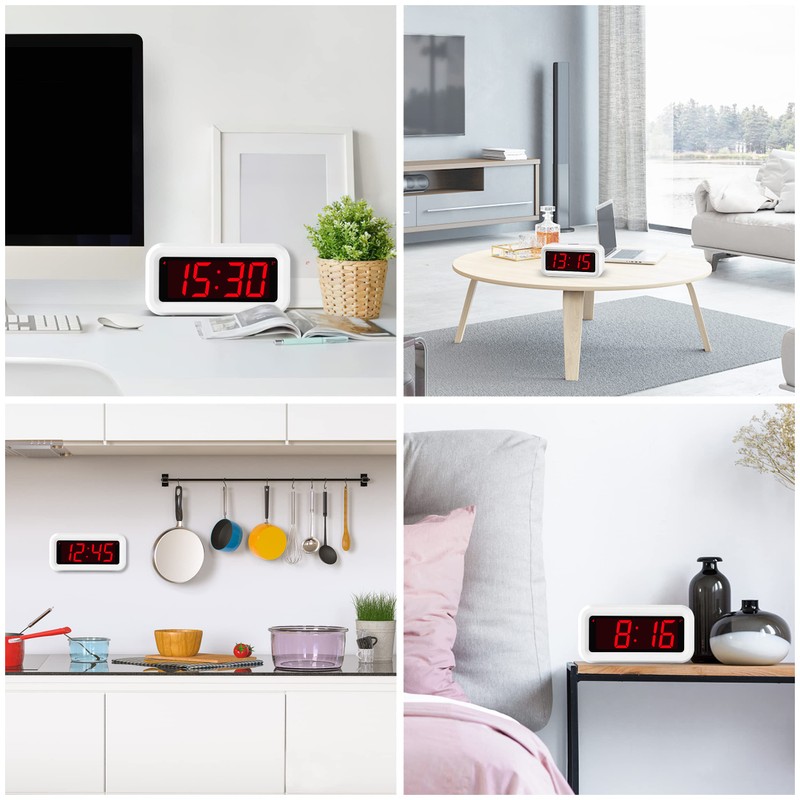 Alarm Clock, Digital Clock, Auto Night-Mode, 3-Level Led Brightness, Battery