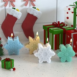mdgfge 2Pcs Christmas Snowflake Candle Silicone Molds Aromatic Handmade Soap Snowflake Epoxy Plaster Resin Mold for Christmas Winter Holiday Party Kitchen Chocolate Baking DIY Tool Decor Supplies