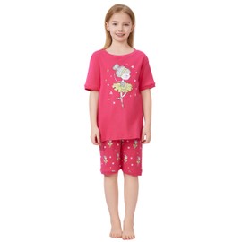 Kids Pajamas Hop Toddlers Princess Pajamas Girls 100% Cotton Short Set Kids Jammies Tshirts (Pink,6)