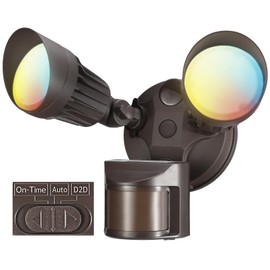 LEONLITE 3CCT LED Security Light, Motion Sensor Flood Lights Outdoor, ETL Listed, Dusk to Dawn & Motion Detector 3 Modes, 3000K/4000K/5000K Selectable, Adjustable 2-Head, 25W(200W Equiv.), Bronze