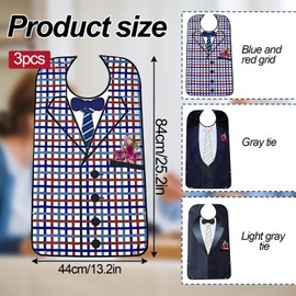 3pcs Lätzchen für Erwachsene, wasserdicht, mit Blumendruck, waschbar, wiederverwendbar, mit Druckknöpfen Schmutzfänger, Waschbar Kleidungsschutz Erwachsene für Männer Frauen Ältere Menschen Behinderte