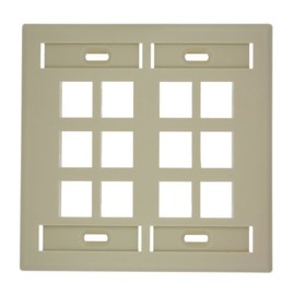 Leviton 42080-12I Quickport Wallplate with ID Window, Dual Gang, 12-Port, Ivory
