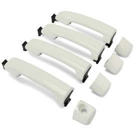 HECASA White Exterior Door Handle Kit Compatible with 2007-2022 Toyota Tundra Crewmax/Sequoia W/O Passenger Keyhole Painted Replacement for 81295, 692100C010, 692170C030, 692170C010