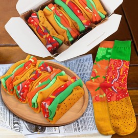 Funny Taco Socks Box for Men Dad Teen Boys Women-Funny Gifts Fun Novelty Cool Cute Crazy Funky Food Silly Socks-Fathers Day Easter Christmas Birthday Dad Husband Mom Gifts Stocking Stuffers-2 Pairs
