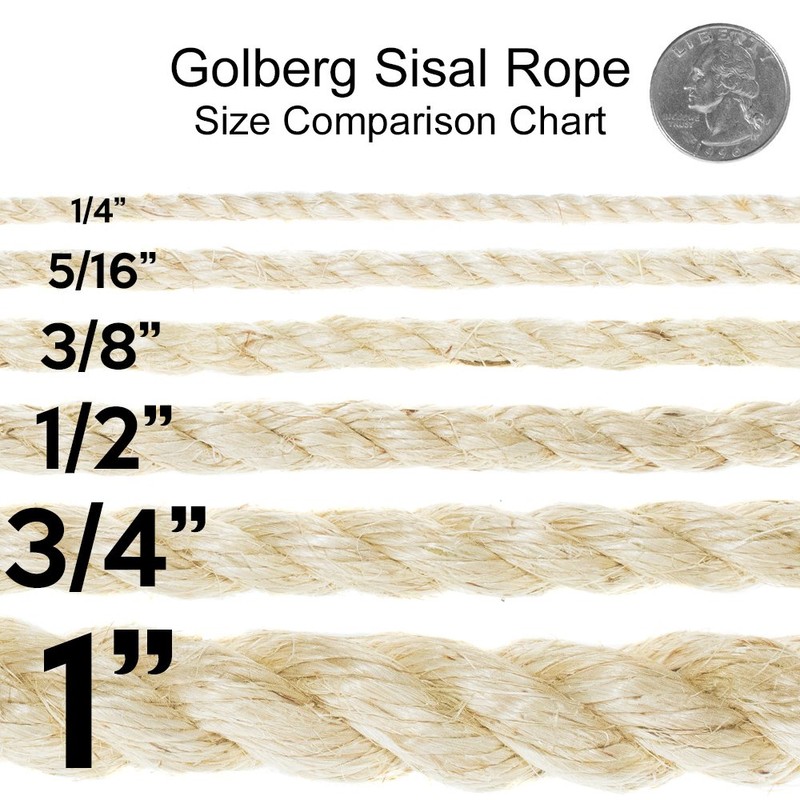Golberg Twisted Sisal Rope (1/2 Inch x 50 Feet)