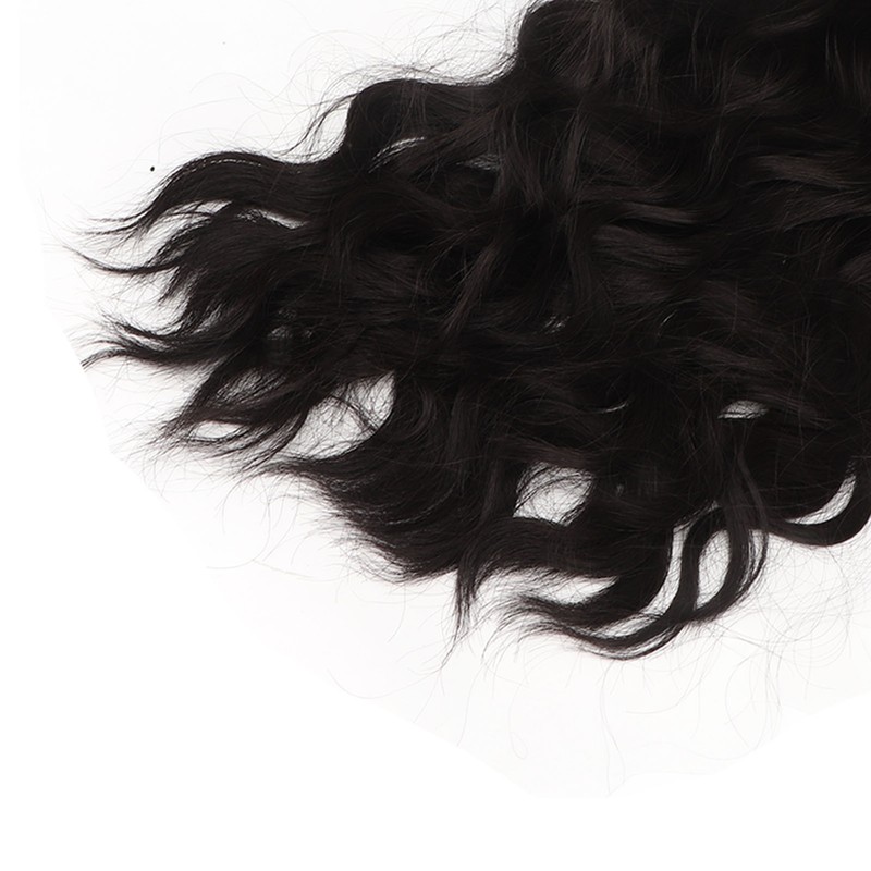 Hat Wig Women Detachable Middle Length Black Brown Curly Wavy