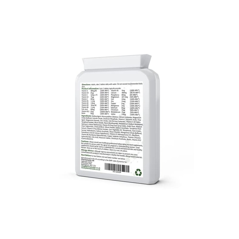 Vegan Multivitamin and Mineral Supplement 60 Tablets | 24 Vitamins
