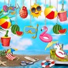 Summer Tree Decorations, Pack of 24 Wooden Pendants, Hawaii, Wooden