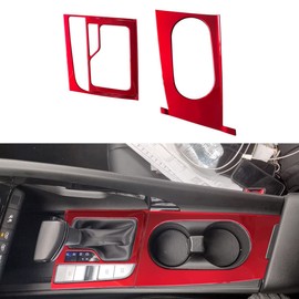 ruihe Car Gear Shift Knob Console Panel Trims Cup Holder Frame Cover Compatible with Fit for Hyundai Elantra 2021 2022 2023 2024Electrical-Park-Brake version red