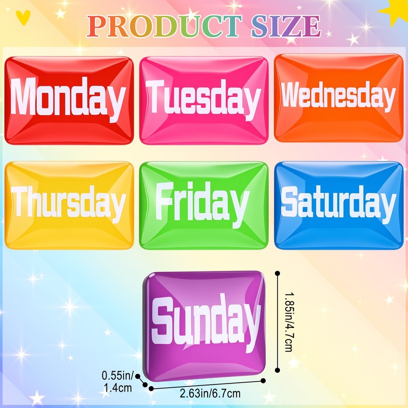 7 Pcs Days of The Week Magnets Magnetic Week Labels