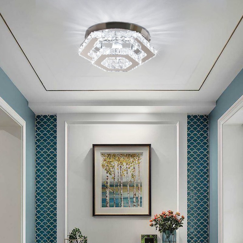 CXGLEAMING Modern Chandelier Crystal Flush Mount Ceiling Light LED Pendant