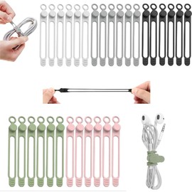 Organizador de Cables de Datos, Nuevo Bridas de Silicona, Organizador de Gestión de Cables Multiusos para Sujetar y Agrupar Cables (30PCS)