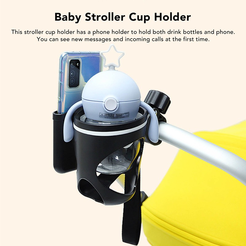 Baby Stroller Cup Holder Prevent Slipping Adjustable 360 Degree Rotating