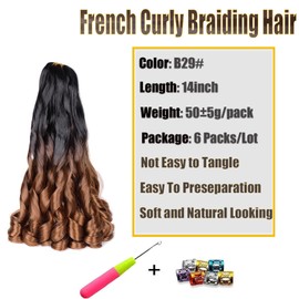 Viovian Short French Curl Braiding Hair 14 Inch 6 Pack Brown French Curls Braiding Hair Bouncy Loose Wavy Spanish Curly Braiding Hair Synthetic French Curl Crochet Braids B29#(50g/pack)