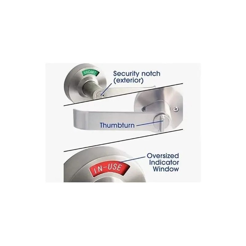 Mutex Extra Large Bathroom Privacy Lever Lock with Indicator Right-hand